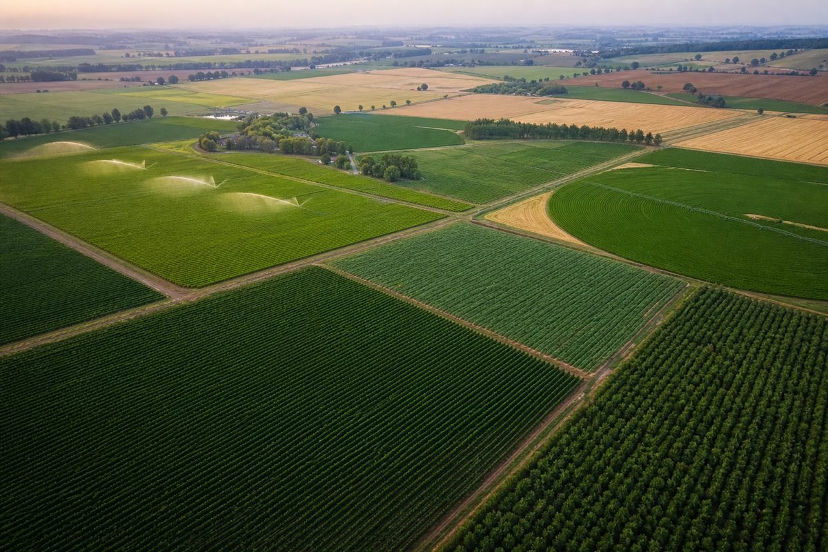 Agricultural fields aerial view