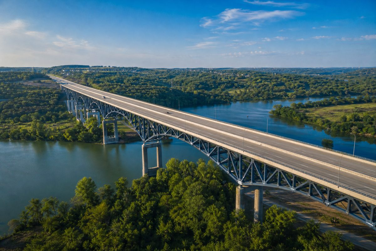 Infrastructure bridge aerial view